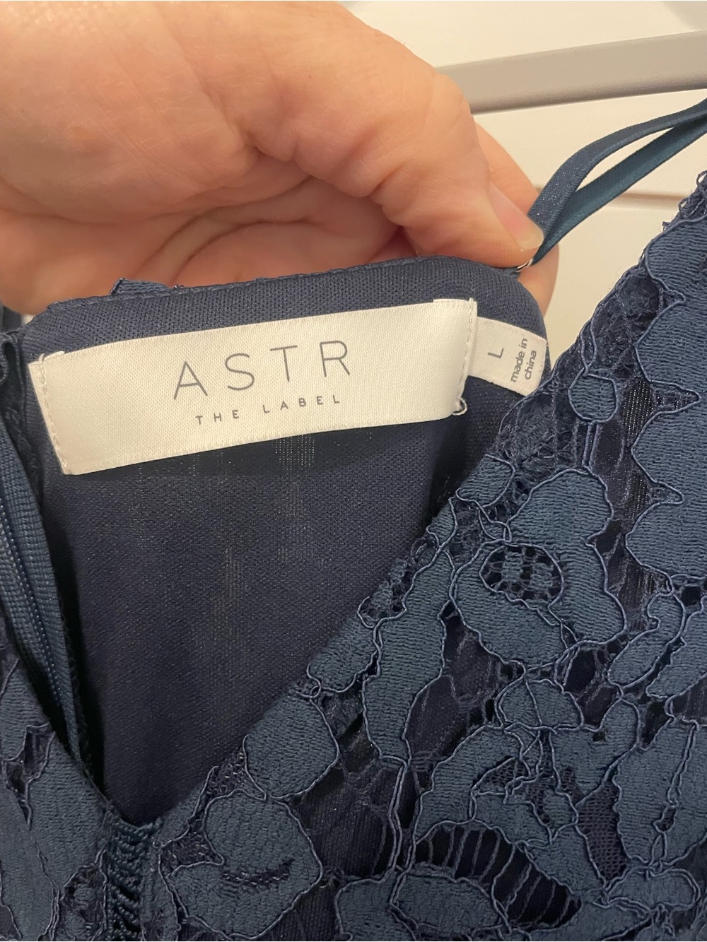 Astr Navy Lace Spaghetti-Strap Midi Dress - Picture 6 of 6